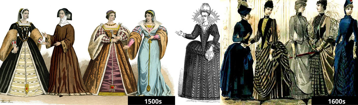 1500s to 1600s women's fashion