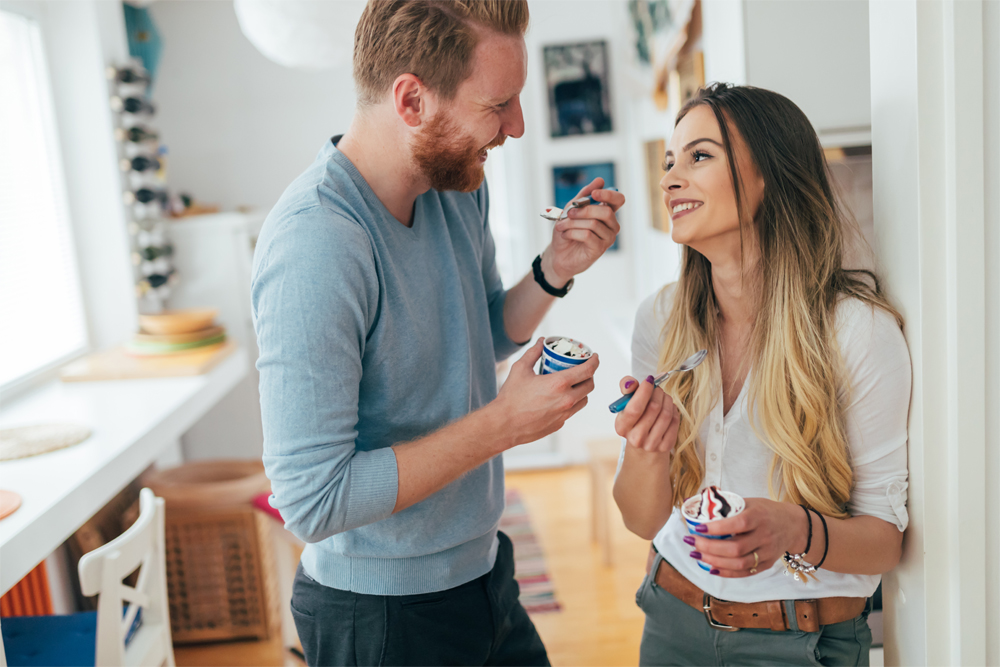 Get your wife smiling and laughing, rather than feeling stressed by the situation