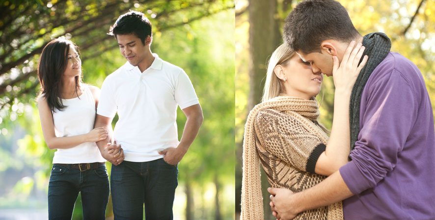 Pick up women in a park during the day