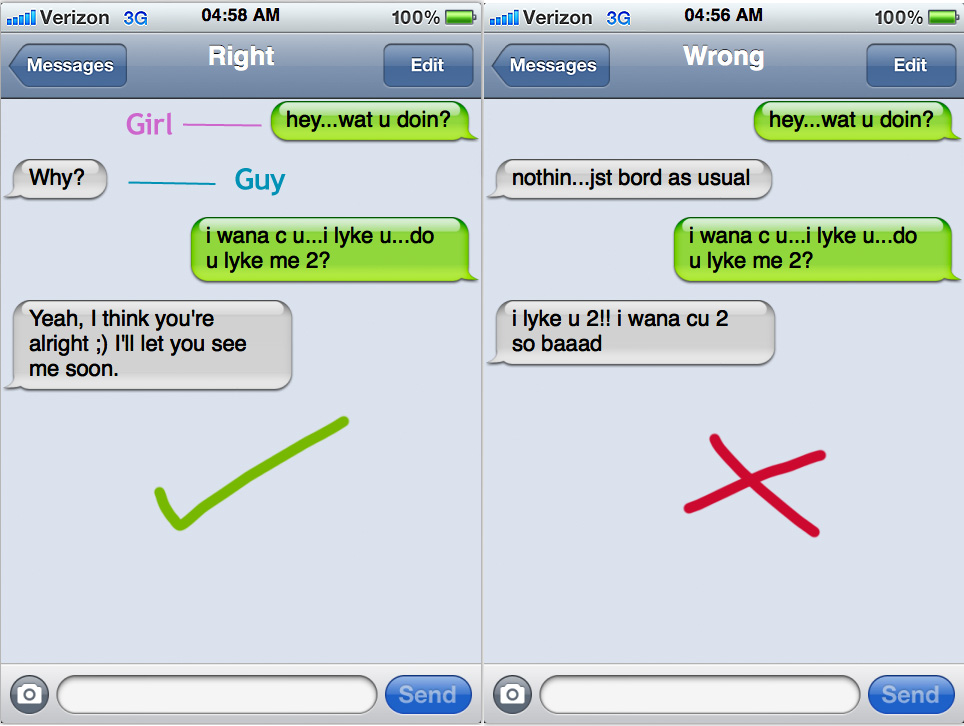 Sexually teasing text messages