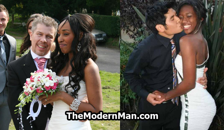 White man marrying a black woman. Asian guy marrying a black woman