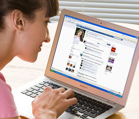 Woman checking Facebook