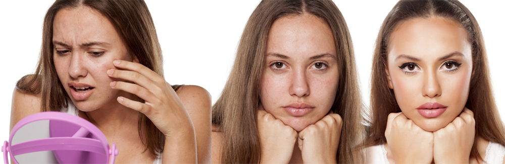 Woman using the make up trick